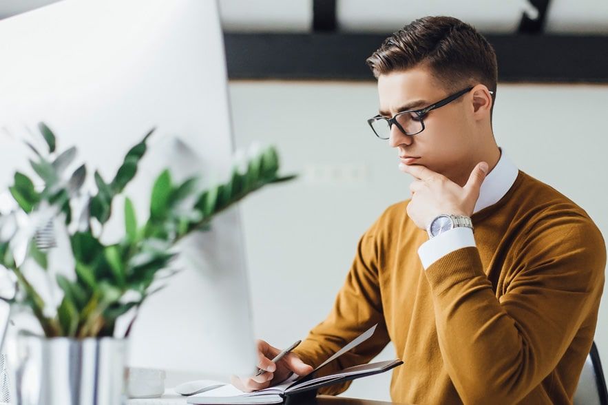 Professional working on documents